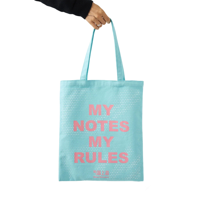 Light Blue Pink Statement Polka Dot Canvas Tote