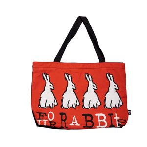 Four Rabbits Graffiti Canvas Zip Tote