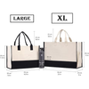 French Style Color Block Chic Canvas Tote Bag
