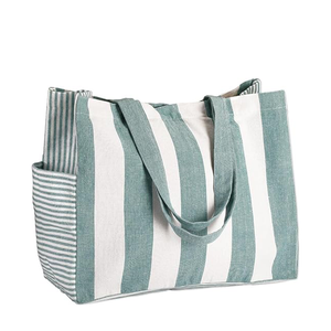 Strandtasche aus Baumwolle mit Rei&szlig;verschlusstasche