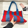 Gestreifte Colour-Block-Strick-Einkaufstasche