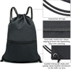 Drawstring Backpack Gym Sack with Zipper Pocket
