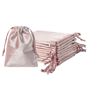 Rose Pink Velvet Drawstring Jewelry Pouches