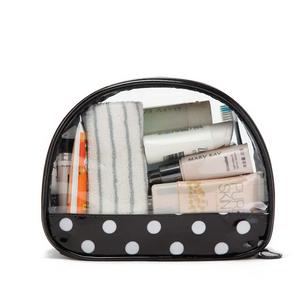 PVC Polka Dot Half Moon Cosmetic Bag