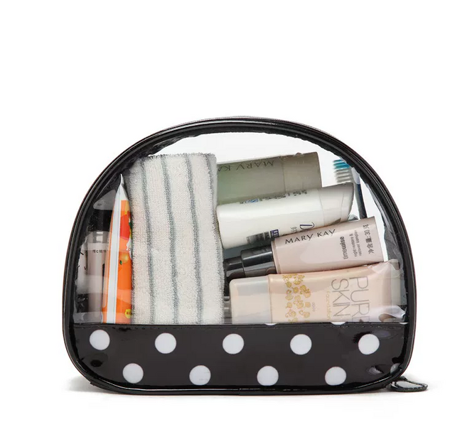 PVC Polka Dot Half Moon Cosmetic Bag