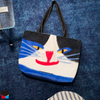 Color Block Cat Face Zipper Tote
