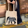 Elephant Print Linen breathable Tote Bag
