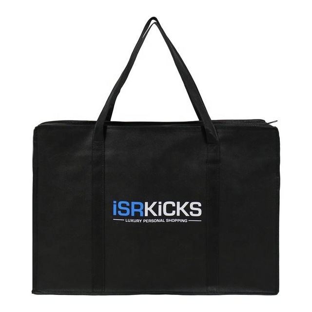 Reinforced Handle Zippered Black Promotional Tote