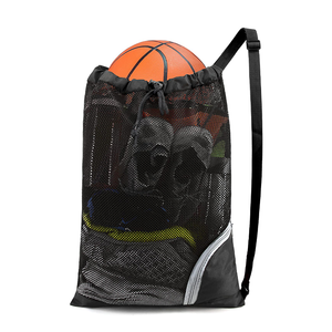 Mesh Drawstring Swim Backpack with Foldable Zipper Pocket