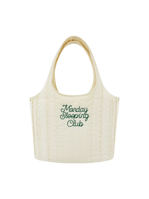 Embroidered Lace Quilted Puff Sling Bag