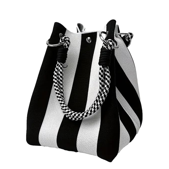 Gestreifte H&auml;kel-Strandtasche