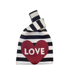 Love Heart Knit Wristlet Bag