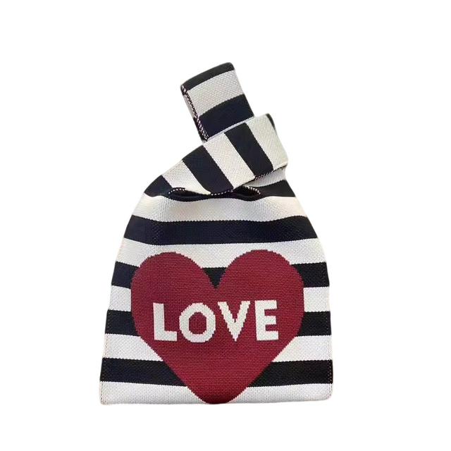 Love Heart Knit Wristlet Bag