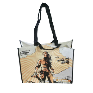  Dual-Sided Character Prints Laminated Woven Tote Bag