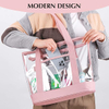 Pink Transparent Zipper Tote Bag