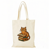 Cats and Books Series Canvas Tote Bag