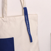 Cream Navy Canvas Tote Bag with Patch Pocket
