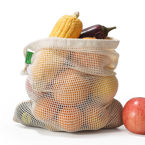 Organic Cotton Mesh Produce Bag Drawstring