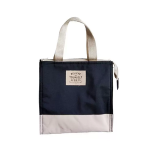 Japanese-Style Color-Block Insulated Lunch Tote Bag