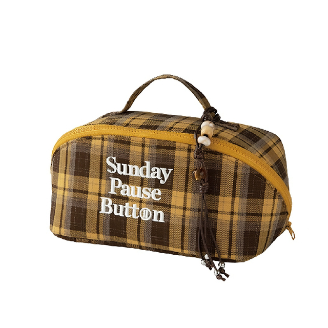 Relax Tassel Cosmetic Bag Plaid Stripe