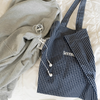 Navy Gingham Canvas Tote Bag Commuter