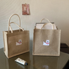 Jute Cartoon Patch Tote Bag