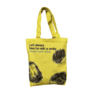 Yellow Hedgehog Cartoon Canvas Tote Bag Cute