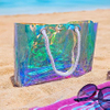Rope Handles Holographic Clear Iridescent PVC Bag