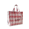 Red Blue Checker PVC Woven Tote