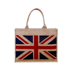 Custom British Flag Design Jute Tote Bag 