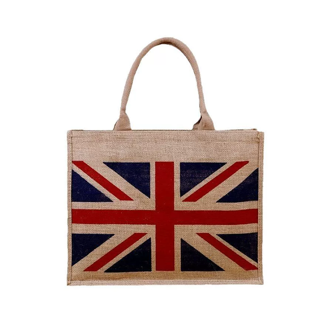 Custom British Flag Design Jute Tote Bag 